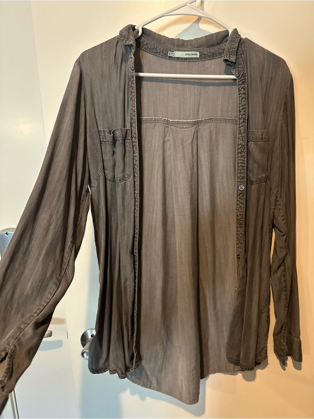 Maurices Women's Washed Brown Lightweight Button Shirt Jacket